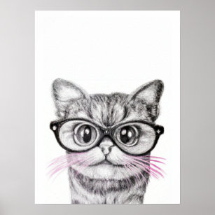 Chat avec affiche de lunettes