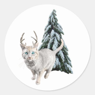 Chat avec Antlers et Stickers Arbre