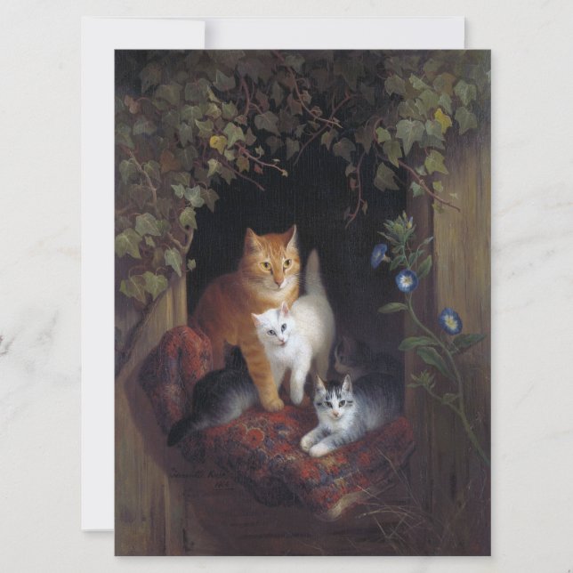 Chat avec chatons Joyeux Anniversaire (Devant)