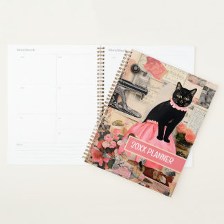 Chat avec collier rose cuisine collage de fleur