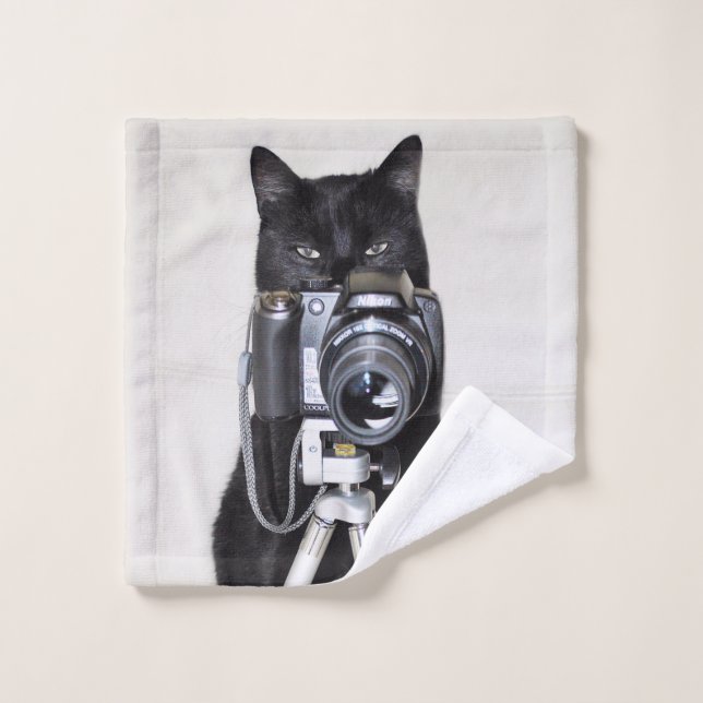 Chat avec l'appareil photo (Gant de toilette)
