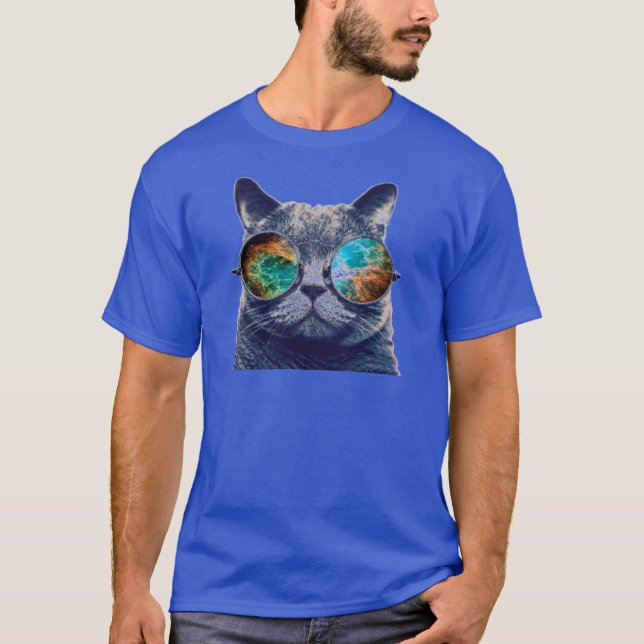 Chat avec le T-shirt en verre de l'espace (Devant)