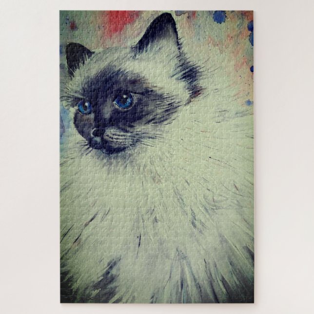 Chat Avec Les Yeux Bleus Jigsaw Puzzle J'Aime Mes  (Vertical)