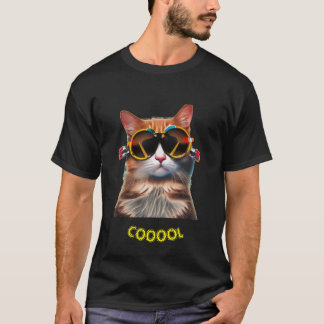 Chat avec lunettes de soleil colorées T-shirt