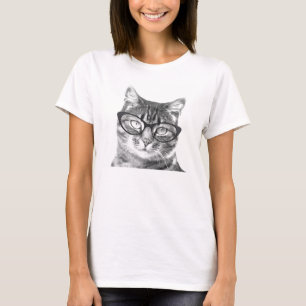 Chat avec lunettes t-shirts pour femmes