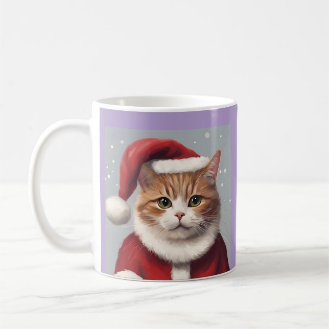 CHAT AVEC SANTA HAT CHRISTMAS CAFÉ MUG (Gauche)