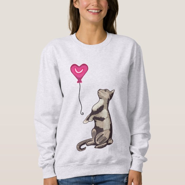 Chat avec un ballon de coeur Sweatshirt femme (Devant)