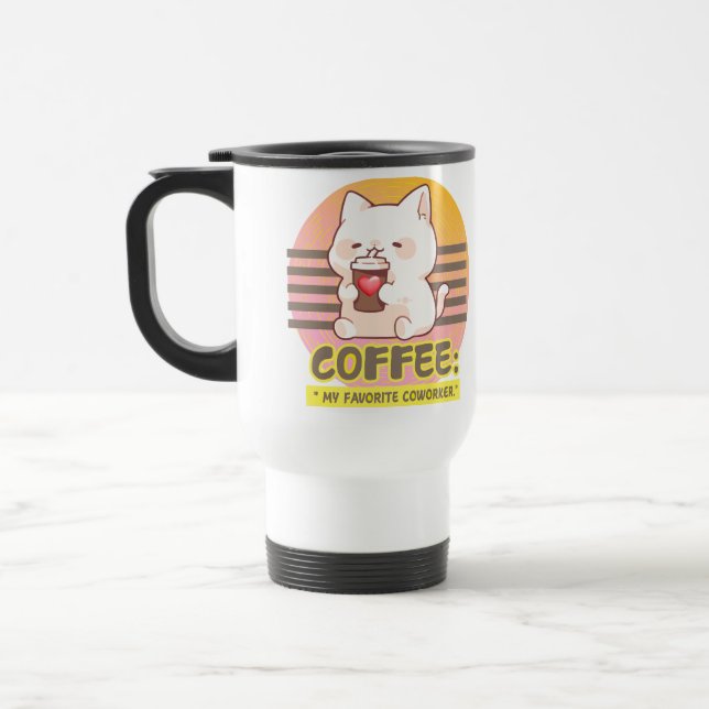 chat avec une citation de tasse de café coeur (Gauche)