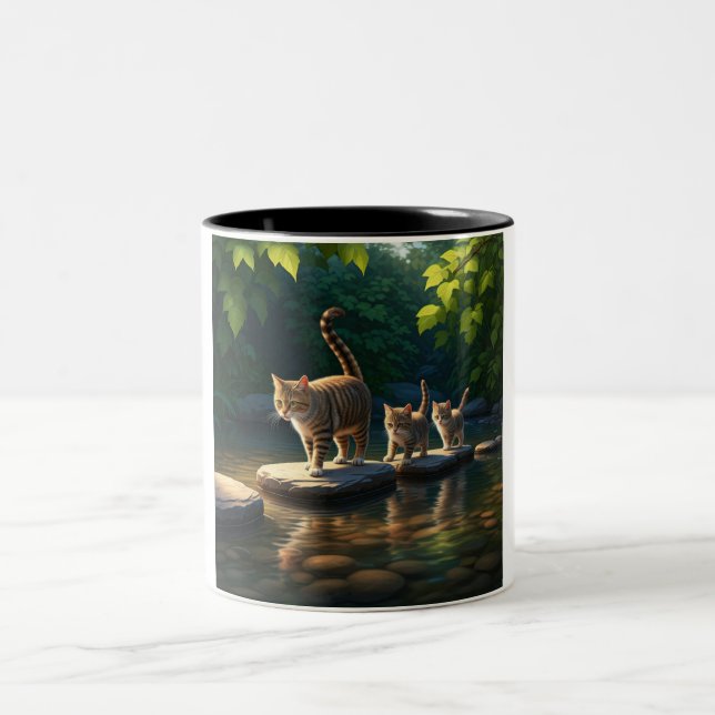 Chat Aventureux Maman Mug Deux Tons (Centre)