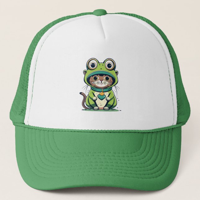 Chat bébé mignon avec Casquette de grenouille (Devant)