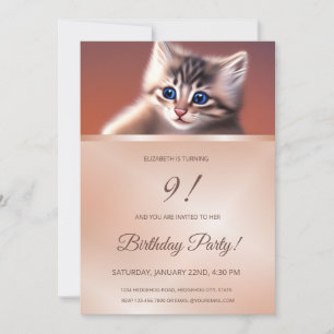 Chat bébé mignonne   Invitation Rose Gold Girls