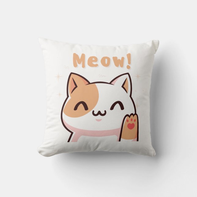 Chat beige mignonne avec COUSSIN d'illustration de (Recto)