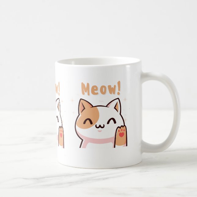 Chat beige mignonne avec des Mugs d'illustration e (Droite)