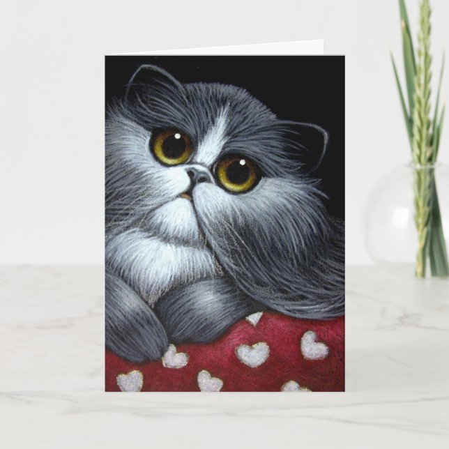 CHAT BICOLOR PERSIAN - Carte VALENTINE (Devant)