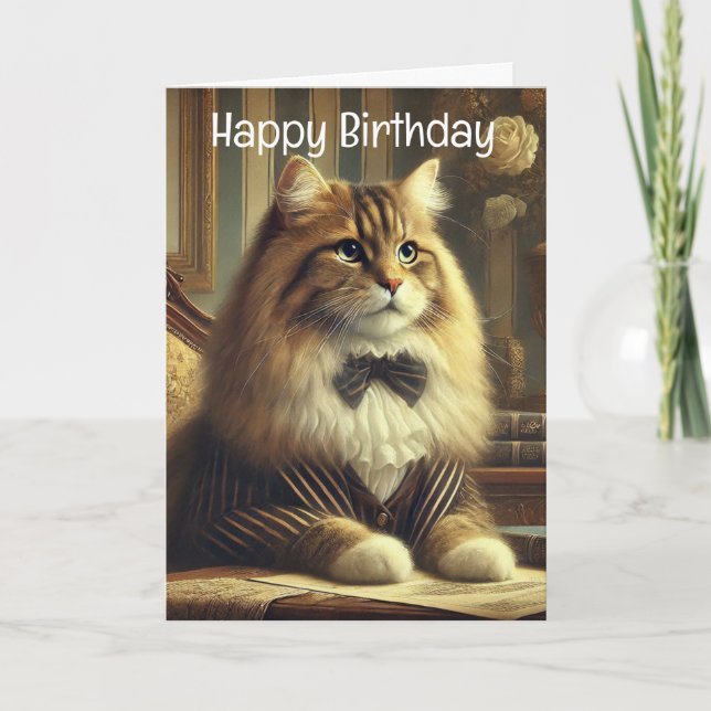 Chat bien habillé Bonne carte d'anniversaire (Devant)