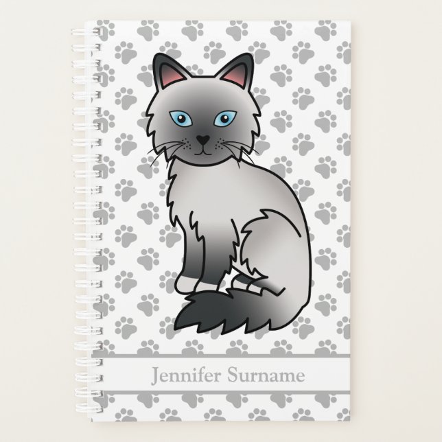 Chat Birman / Ragdoll Point Bleu Et Pattes & Texte (Devant)