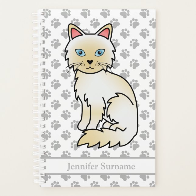 Chat Birman / Ragdoll Point Crème Et Pattes & Text (Devant)