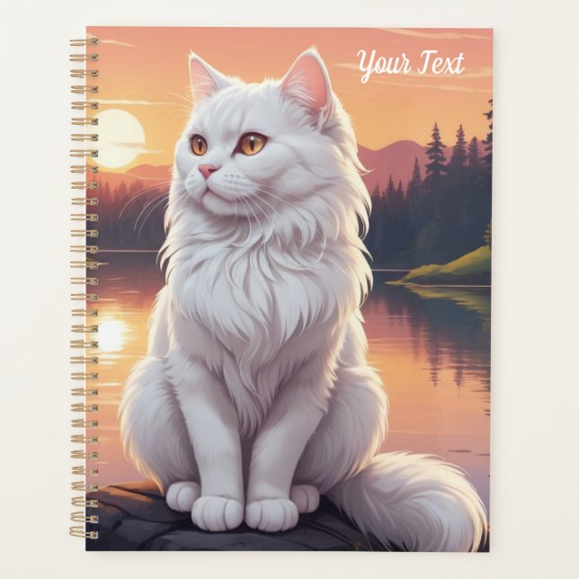 Chat blanc au bord du lac (Devant)