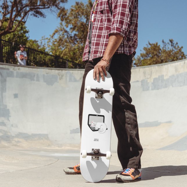 Chat Blanc Dormir Sur Le Skateboard Ordinateur Por (Extérieur 2)
