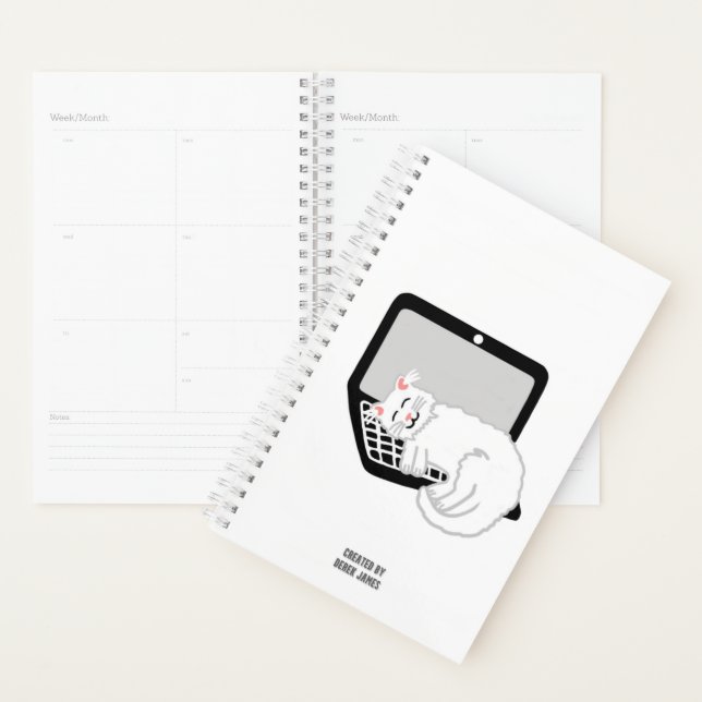 Chat Blanc Dormir Sur Ordinateur Portable Petit Pl (Devant avec enveloppe)