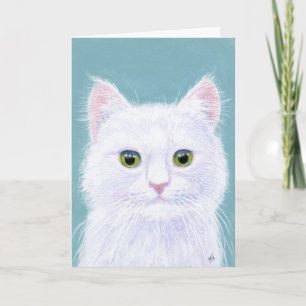 Chat blanc mignon toute occasion ou carte d'annive