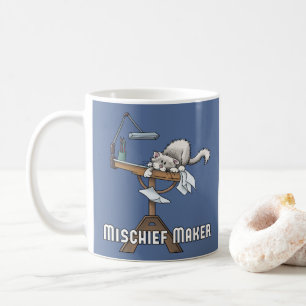 Chat blanc Mischief confectionneur de café Mug
