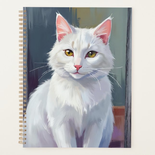 Chat Blanc | Peinture d'Animal de Compagnie Chat à (Devant)