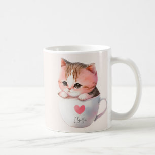 Chat blanc-rose mignonne dans une tasse de thé (2)