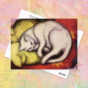 Chat blanc sur une carte postale Franz Marc Coussi