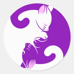Chat blanc violet Kitten Yin Yang Sticker