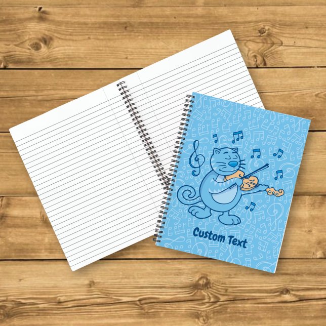 Chat bleu avec cahier de violon (Créateur téléchargé)