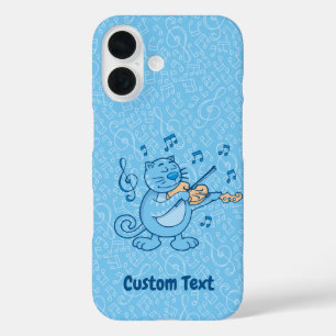 Chat bleu avec coque iphone violon