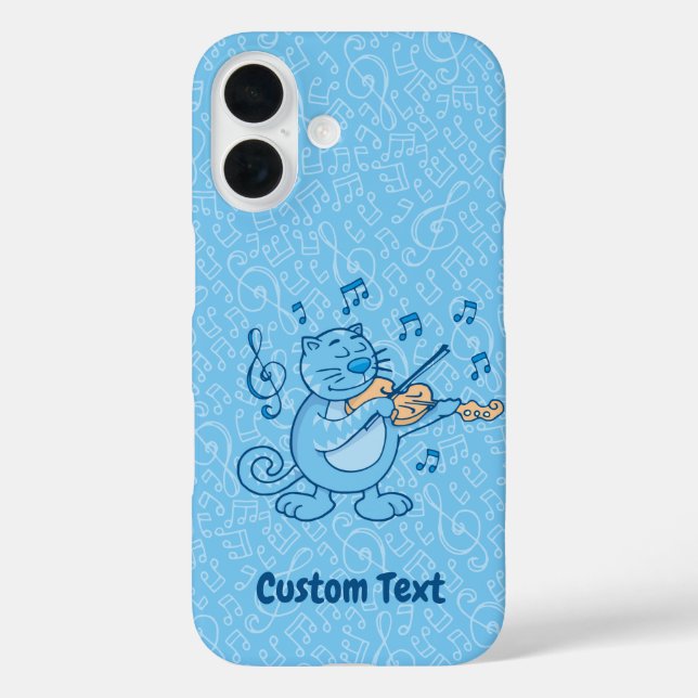 Chat bleu avec coque iphone violon (Verso)