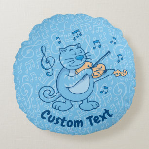 Chat bleu avec Coussin rond violon
