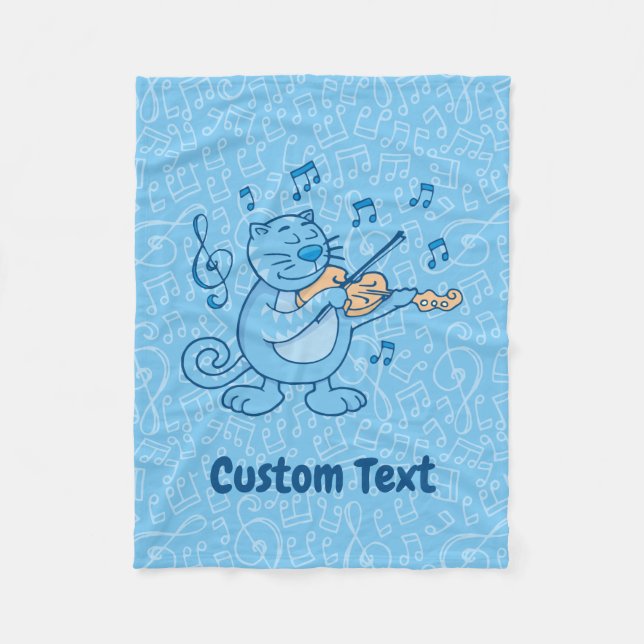 Chat bleu avec couverture en polaire violon (Devant)