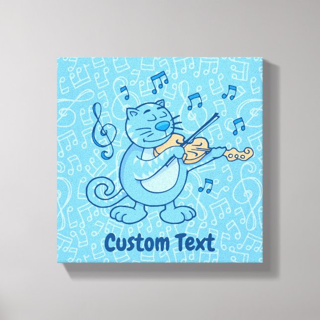 Chat bleu avec impression sur toile de violon (Recto)
