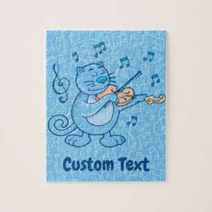 Chat bleu avec puzzle violon