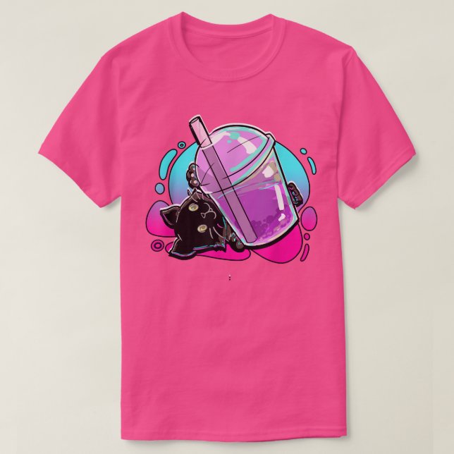 Chat Boba Tea Bubble Tea Anime Kawaii Neko T-Shirt (Design devant)