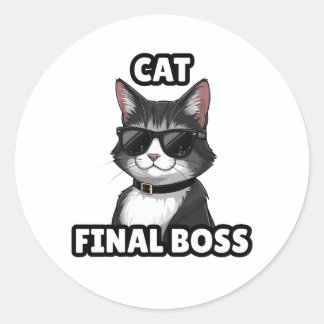 Chat Boss Final Autocollant Cool