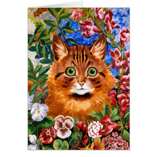 Chat Brown parmi la carte de fleurs