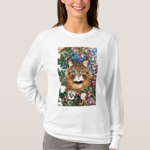 Chat Brown parmi le T-shirt de fleurs