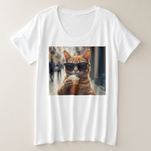 Chat buvant du café dans une rue