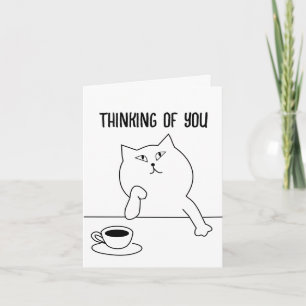CHAT CAFÉ, PENSANT À VOUS, CARTE POUR NOTES
