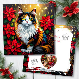 Chat calico avec carte de Noël personnalisée aux p