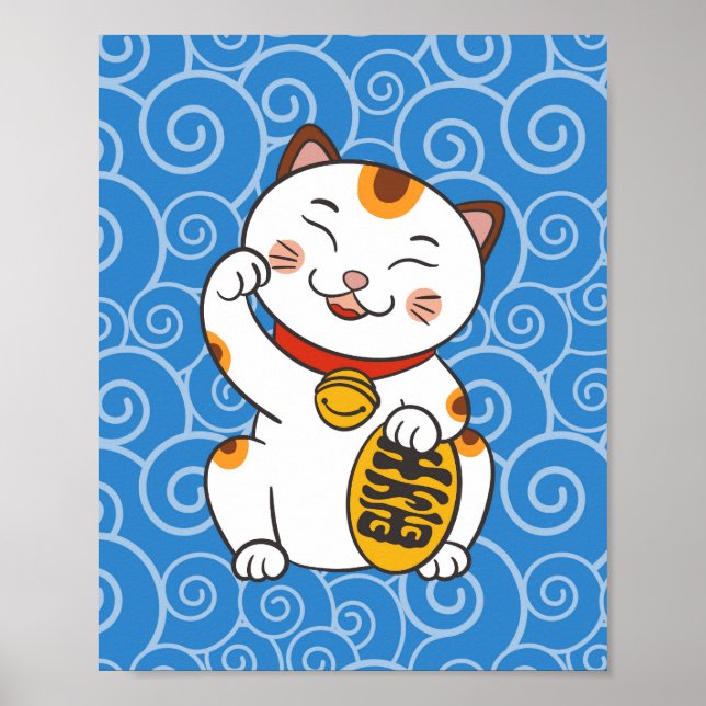 Chat calico japonais chanceux | Affiche Maneki Nek (Devant)