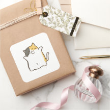 Chat calicot dodu - Autocollant Kawaii