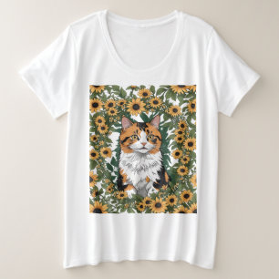 Chat calicot du Maryland et fleurs de Susan aux ye
