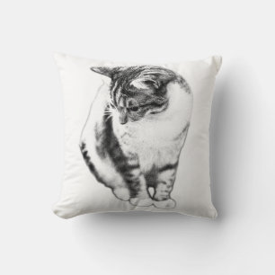 Chat Calme Vue vers le bas Coussin d'art d'encre