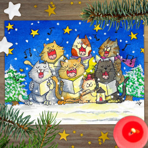 Chat Carol Chanteurs Carte postale Drôle et mignon