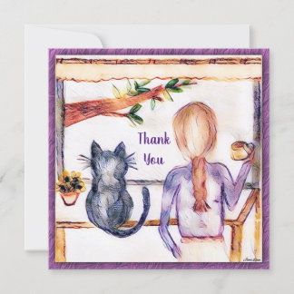 Chat Carte de remerciements personnalisation peint